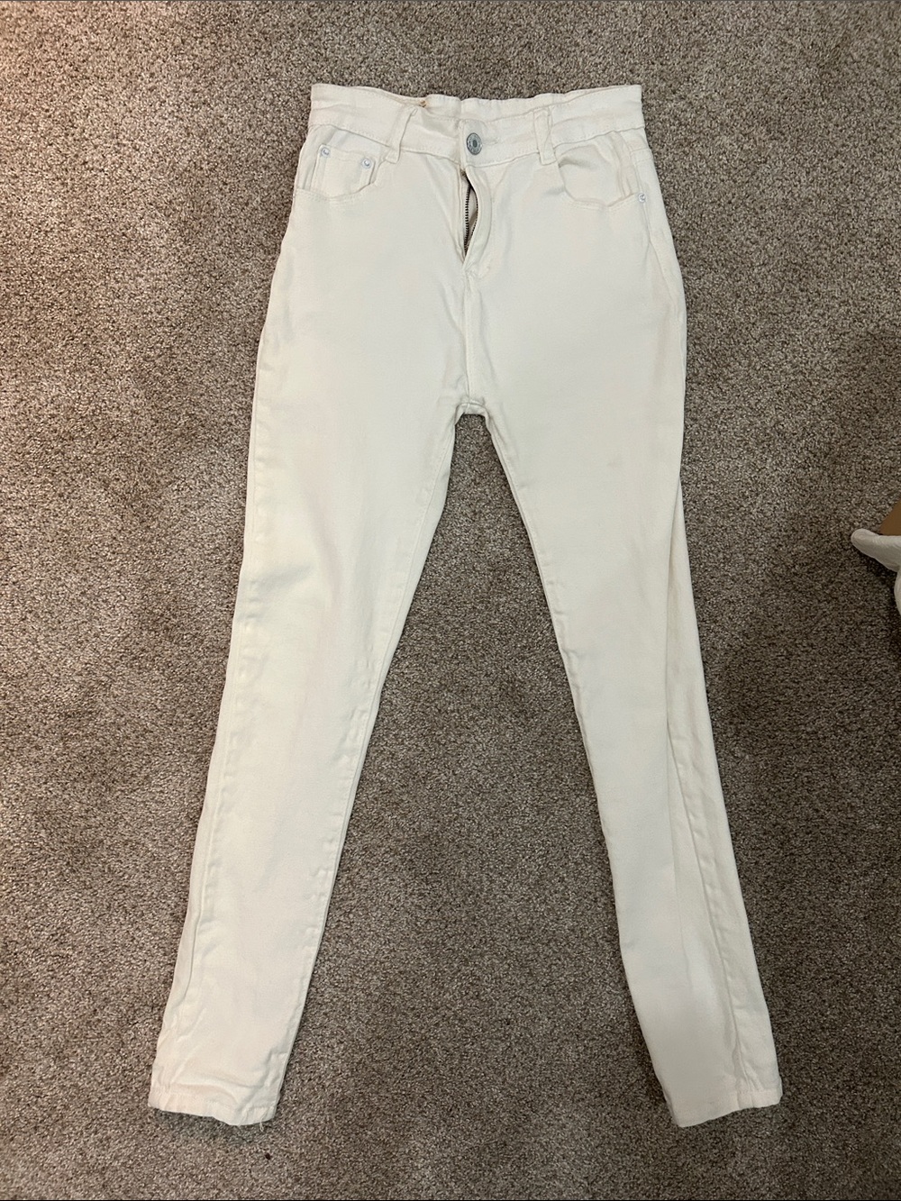 Cream High-Waist Skinny Jeans